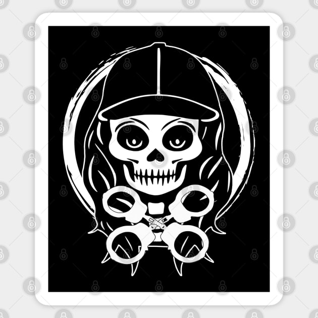 Security Skull and Crossed Handcuffs White Logo Sticker by Nuletto